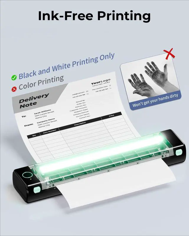 Alt view image 6 of 7 - Portable Printers Wireless for Travel, M08F Thermal Bluetooth Printer Support for 8.5"x11" US Letter, Small Inkless Printer Compatible with iOS, Android, Laptop for Car, Office, Home