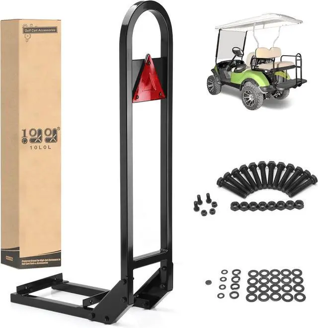 Main image of Golf Cart Rear Seat Grab Bar - Heavy Duty Safety Grab Bar w/Triangle Reflector for Rear Seat Passenger Security, Universal for Yamaha EZGO Club Car