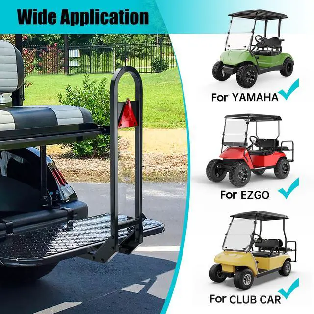Alt view image 5 of 7 - Golf Cart Rear Seat Grab Bar - Heavy Duty Safety Grab Bar w/Triangle Reflector for Rear Seat Passenger Security, Universal for Yamaha EZGO Club Car