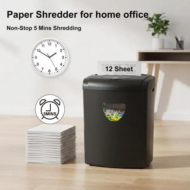 Alt view image 4 of 7 - 12-Sheet Cross Cut Paper Shredder with Large 5.55-Gallon Basket - P-4 Security, 3-Mode Shred for Cards/CDs/Staples/Clips - Jam Proof System for Office (ETL Certified)