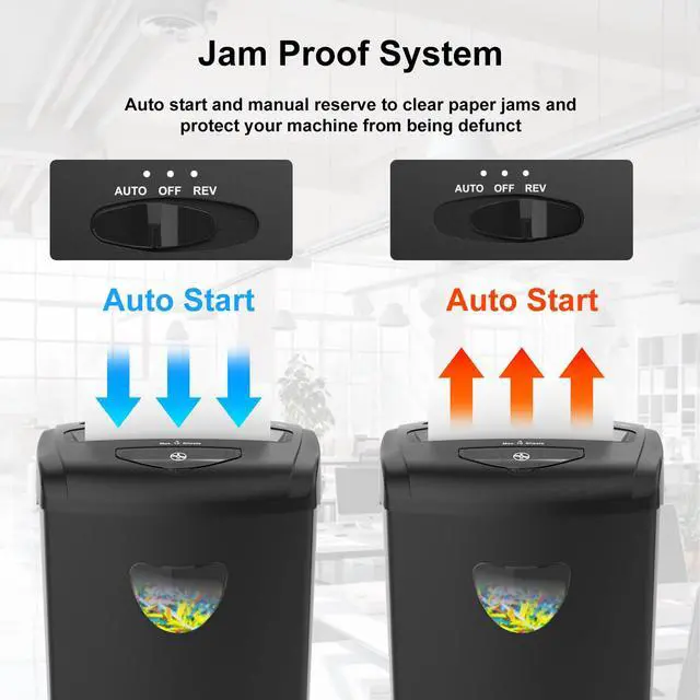 Alt view image 5 of 7 - 12-Sheet Cross Cut Paper Shredder with Large 5.55-Gallon Basket - P-4 Security, 3-Mode Shred for Cards/CDs/Staples/Clips - Jam Proof System for Office (ETL Certified)