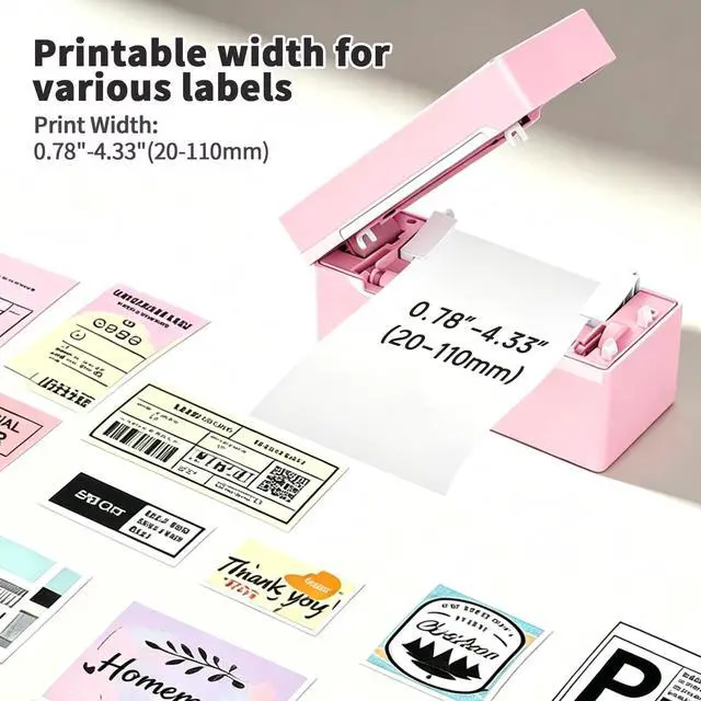 Alt view image 5 of 7 - Shipping Label Printer, 4X6 Bluetooth Thermal Label Printer for Shipping Packages Small Business, Thermal Printers Compatible with Android iPhone Windows Mac USPS Amazon Shopify Etsy, Pink