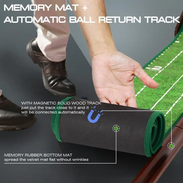 Alt view image 4 of 6 - Putting Green Putting matt for Indoors Golf Putting Mat - Indoor Putting with Ball. Putting matt for Golf Practice, Portable and Easy to Clean. Great Gift