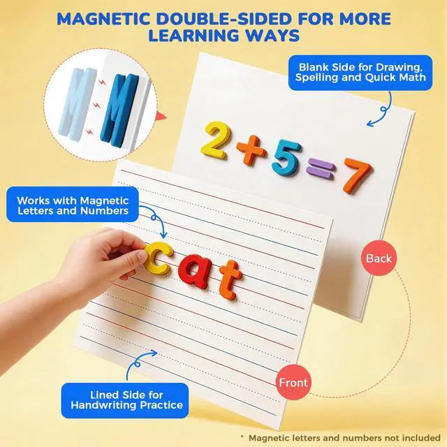 Alt view image 2 of 7 - 24 Pack Magnetic Dry Erase Lap Boards, Lined and Blank, 9 x 12 in | 24 pack double sided 9 x 12 boards pair a lined side with a blank side for reusable writing practice