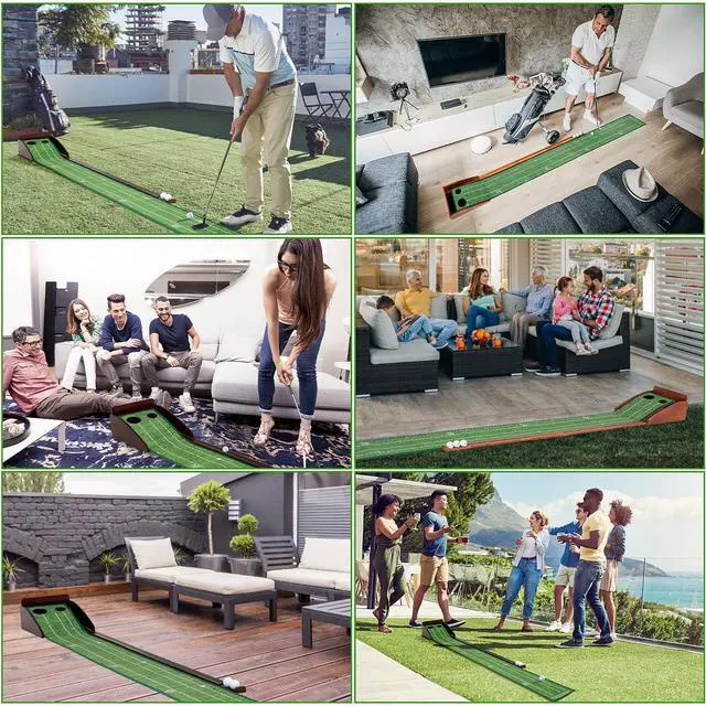 Alt view image 6 of 7 - Putting Green Putting matt for Indoors Golf Putting Mat - Indoor Putting with Ball. Putting matt for Golf Practice, Portable and Easy to Clean. Great Gift