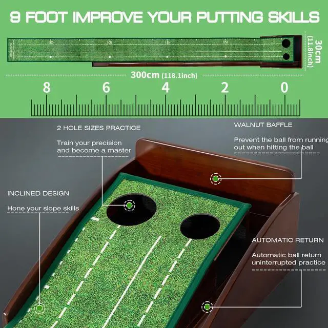 Alt view image 4 of 7 - Putting Green Putting matt for Indoors Golf Putting Mat - Indoor Putting with Ball. Putting matt for Golf Practice, Portable and Easy to Clean. Great Gift