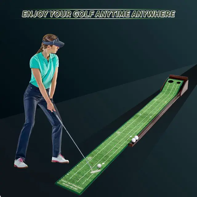 Alt view image 7 of 7 - Putting Green Putting matt for Indoors Golf Putting Mat - Indoor Putting with Ball. Putting matt for Golf Practice, Portable and Easy to Clean. Great Gift