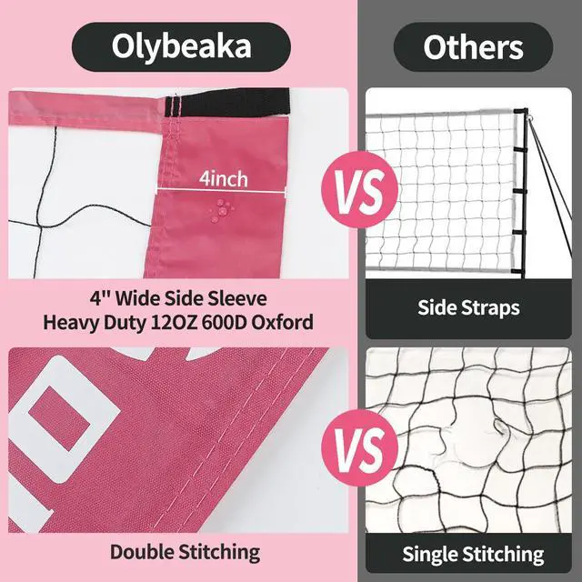 Alt view image 2 of 7 - 20FT Outdoor Volleyball Net Set System for Backyard Beach with Anti-Sagging Net, Iron Adjustable Height Poles, Soft PU Volleyball and Pump, Carry Bag - Instant Set Up & Durable