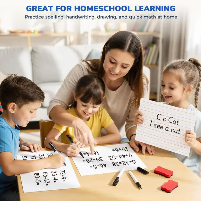 Alt view image 7 of 7 - 24 Pack Magnetic Dry Erase Lap Boards, Lined and Blank, 9 x 12 in | 24 pack double sided 9 x 12 boards pair a lined side with a blank side for reusable writing practice