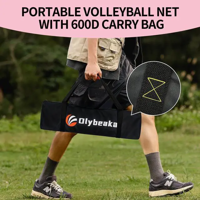 Alt view image 5 of 7 - 20FT Outdoor Volleyball Net Set System for Backyard Beach with Anti-Sagging Net, Iron Adjustable Height Poles, Soft PU Volleyball and Pump, Carry Bag - Instant Set Up & Durable