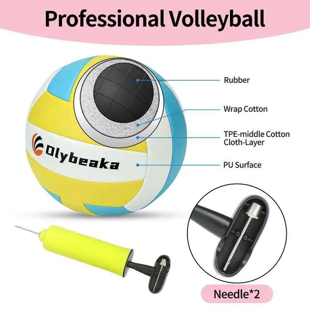Alt view image 6 of 7 - 20FT Outdoor Volleyball Net Set System for Backyard Beach with Anti-Sagging Net, Iron Adjustable Height Poles, Soft PU Volleyball and Pump, Carry Bag - Instant Set Up & Durable