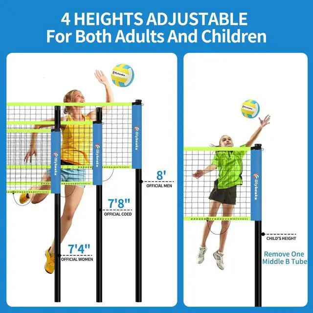 Alt view image 3 of 7 - 20FT Outdoor Volleyball Net Set System for Backyard Beach with Anti-Sagging Net, Iron Adjustable Height Poles, Soft PU Volleyball and Pump, Carry Bag - Instant Set Up & Durable