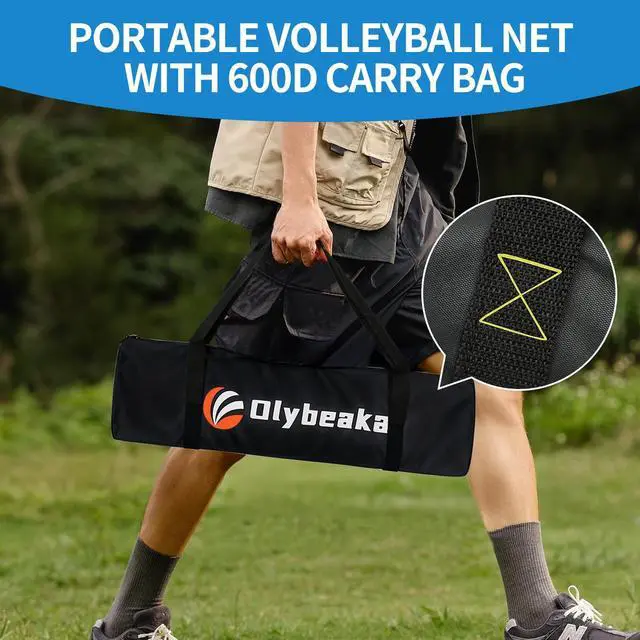 Alt view image 5 of 7 - 20FT Outdoor Volleyball Net Set System for Backyard Beach with Anti-Sagging Net, Iron Adjustable Height Poles, Soft PU Volleyball and Pump, Carry Bag - Instant Set Up & Durable