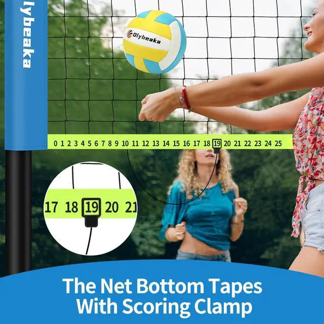 Alt view image 4 of 7 - 20FT Outdoor Volleyball Net Set System for Backyard Beach with Anti-Sagging Net, Iron Adjustable Height Poles, Soft PU Volleyball and Pump, Carry Bag - Instant Set Up & Durable