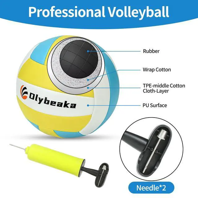 Alt view image 6 of 7 - 20FT Outdoor Volleyball Net Set System for Backyard Beach with Anti-Sagging Net, Iron Adjustable Height Poles, Soft PU Volleyball and Pump, Carry Bag - Instant Set Up & Durable