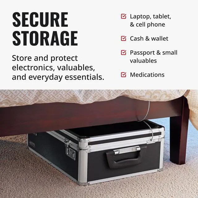 Alt view image 2 of 7 - Locking Storage Chest with Dual Combination Lock-Small Lock Box for Laptops, Tablets & Valuables, Lockable Storage Box with Code, Keyless Lockbox for Dorm, Home & Travel 18.11" x 12.99" x 6.18"