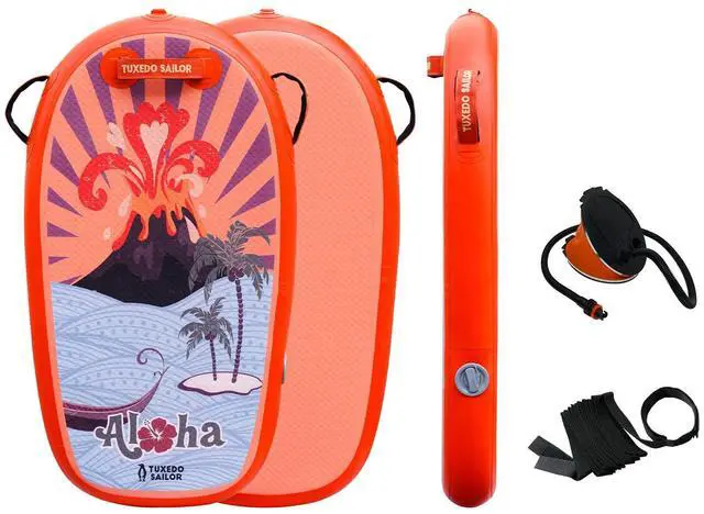 Main image of Inflatable Bodyboard - Beach Kids Surf Board - Ultra Lightweight PVC Core Body Board for Beach and Pool,with Wrap Wrist Straps, Foldable, Perfect Surf for Teens and Adults