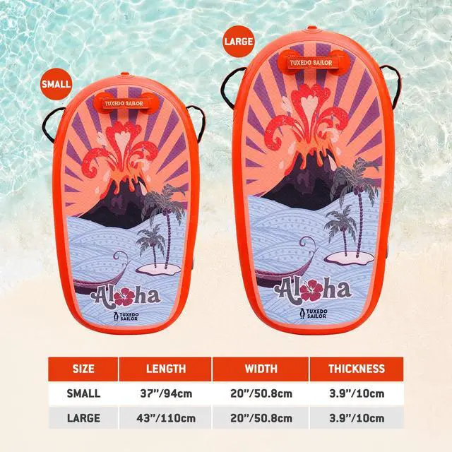 Alt view image 2 of 7 - Inflatable Bodyboard - Beach Kids Surf Board - Ultra Lightweight PVC Core Body Board for Beach and Pool,with Wrap Wrist Straps, Foldable, Perfect Surf for Teens and Adults