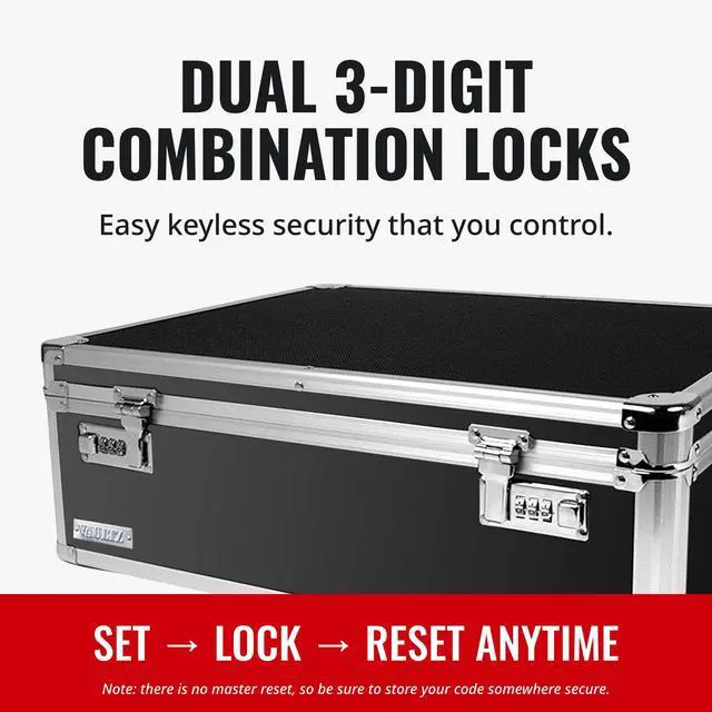 Alt view image 4 of 7 - Locking Storage Chest with Dual Combination Lock-Small Lock Box for Laptops, Tablets & Valuables, Lockable Storage Box with Code, Keyless Lockbox for Dorm, Home & Travel 18.11" x 12.99" x 6.18"
