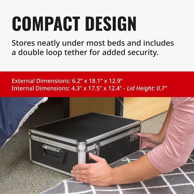 Alt view image 5 of 7 - Locking Storage Chest with Dual Combination Lock-Small Lock Box for Laptops, Tablets & Valuables, Lockable Storage Box with Code, Keyless Lockbox for Dorm, Home & Travel 18.11" x 12.99" x 6.18"