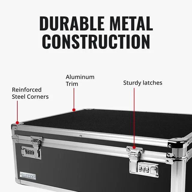 Alt view image 6 of 7 - Locking Storage Chest with Dual Combination Lock-Small Lock Box for Laptops, Tablets & Valuables, Lockable Storage Box with Code, Keyless Lockbox for Dorm, Home & Travel 18.11" x 12.99" x 6.18"