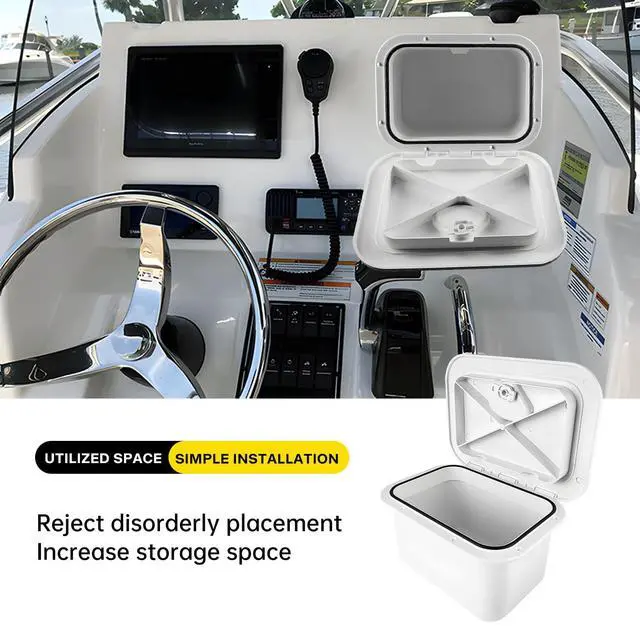 Alt view image 2 of 6 - Marine Deck Access Hatch 10.63"×14.76" White/Black Rectangle Boat Hatch & Lid,Boat Deck Hatch Lids