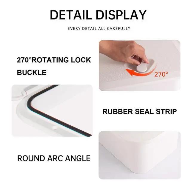 Alt view image 4 of 6 - Marine Deck Access Hatch 10.63"×14.76" White/Black Rectangle Boat Hatch & Lid,Boat Deck Hatch Lids