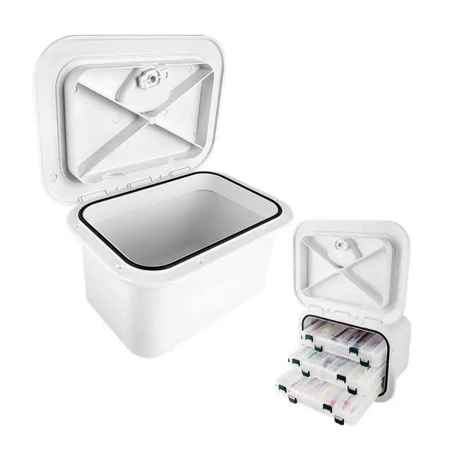 Alt view image 6 of 6 - Marine Deck Access Hatch 10.63"×14.76" White/Black Rectangle Boat Hatch & Lid,Boat Deck Hatch Lids
