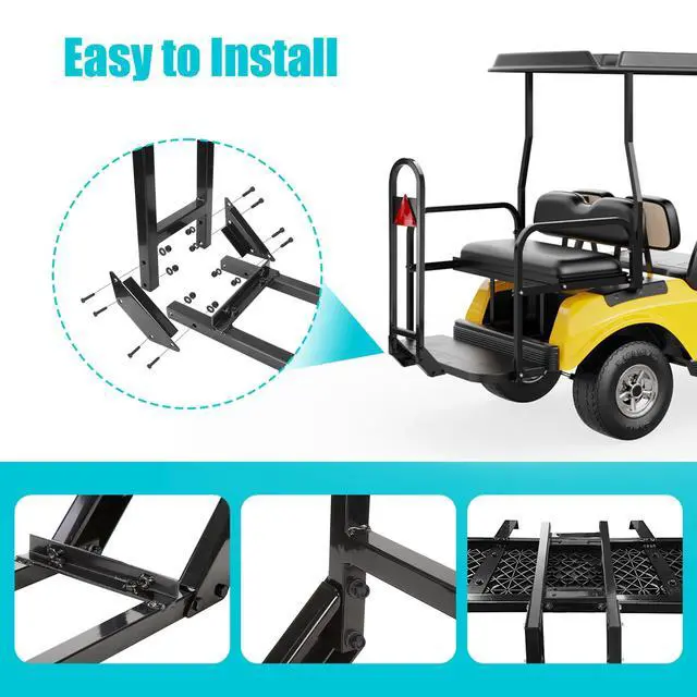 Alt view image 6 of 7 - Golf Cart Rear Seat Grab Bar - Heavy Duty Safety Grab Bar w/Triangle Reflector for Rear Seat Passenger Security, Universal for Yamaha EZGO Club Car