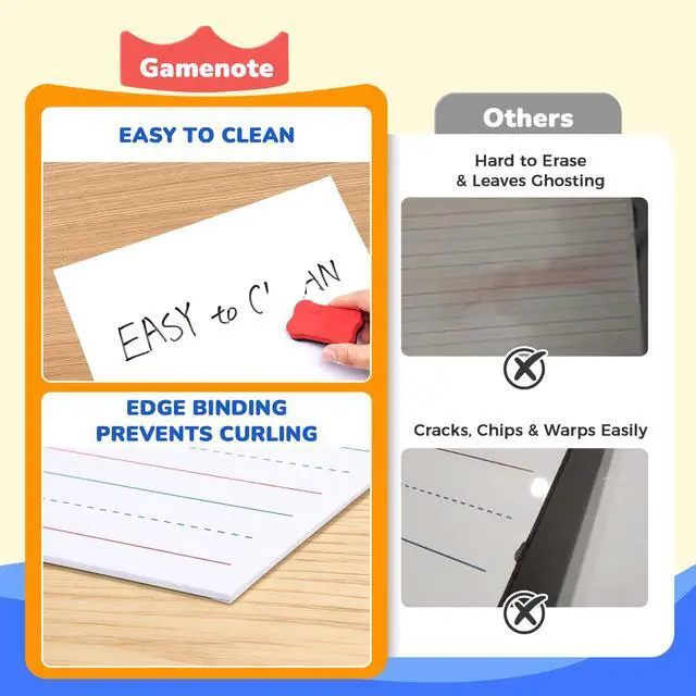 Alt view image 5 of 7 - 24 Pack Magnetic Dry Erase Lap Boards, Lined and Blank, 9 x 12 in | 24 pack double sided 9 x 12 boards pair a lined side with a blank side for reusable writing practice