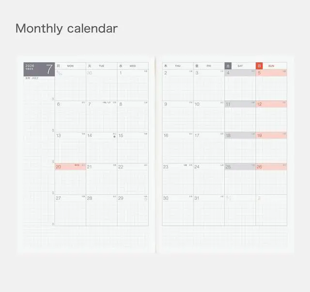 Alt view image 4 of 7 - Hobonichi Techo 2026 Cousin Book A5, Japanese, Daily, Weekly, Jan Start, Mon Start, Planner