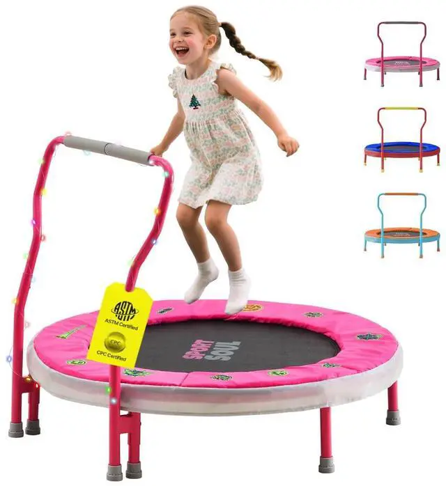 Main image of Mini Trampoline for Kids 3-6 with Super Safe Foam Handle Bar, 3ft Toddler Trampoline Indoor with No-Gap Cover for Indoor and Outdoor