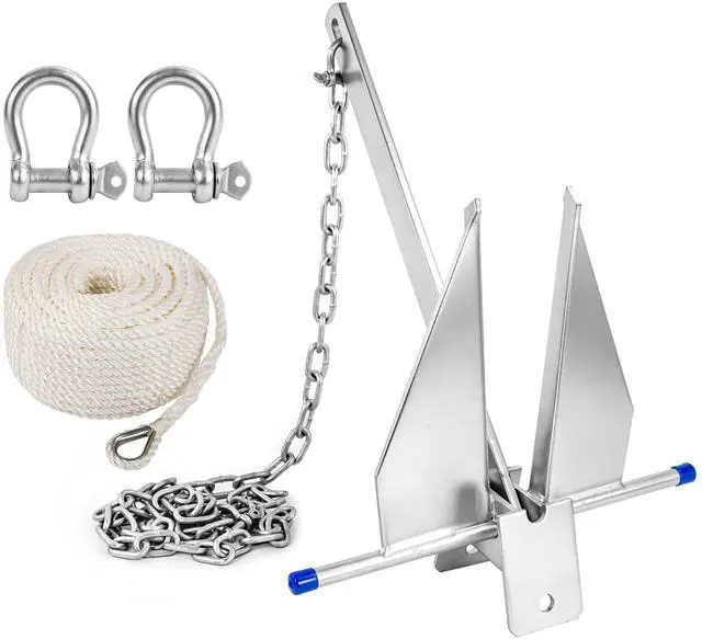 Main image of 5/8.5/10/13 lb Heavy Duty Galvanized Fluke Boat Anchor Kit with Chain, Rope & Shackles for Pontoon, Dinghy, Day Cruising, Bass & Fishing Boats up to 8-16/12-22/16-26/20-32 ft
