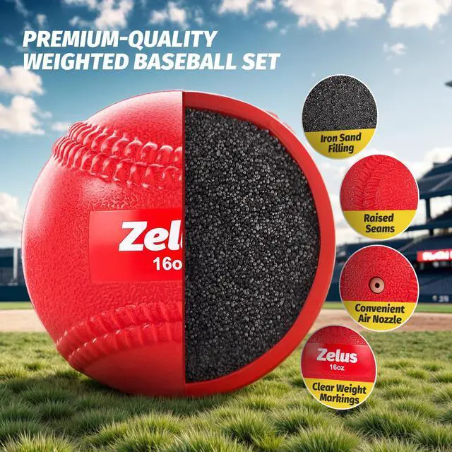 Alt view image 2 of 7 - Weighted Baseball Set with Seams for Hitting Pitching, Plyometric Baseballs with Carry Bag, Variable Weighted Balls for All Skill Levels