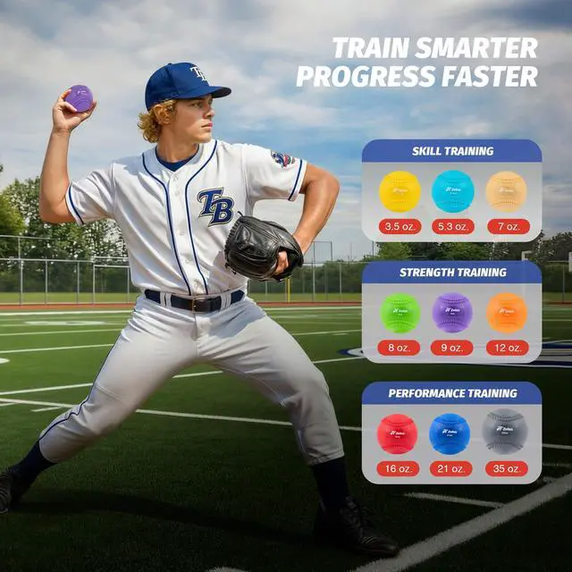 Alt view image 4 of 7 - Weighted Baseball Set with Seams for Hitting Pitching, Plyometric Baseballs with Carry Bag, Variable Weighted Balls for All Skill Levels