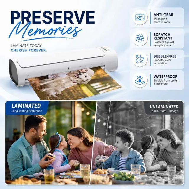 Alt view image 7 of 7 - 13 Inch Laminator Machine, 11x17 Hot & Cold Thermal Laminator, A3 11-in-1 Laminating Machine with 30 Sheets, 60s Warm-Up, Never-Jam Design Lamination for Teachers, Home, School & Office -White