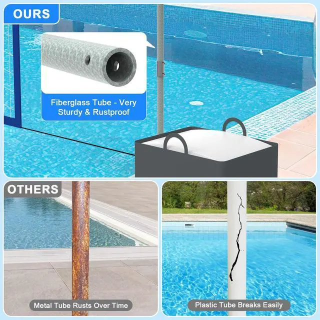 Alt view image 7 of 7 - Pool Volleyball Net Set with LED Lights, Larger Solar Panel - High Brightness Volleyball Net for Inground Pools, Adjustable 15-32ft Length Outdoor Water Volleyball Games Toy for Backyard Party