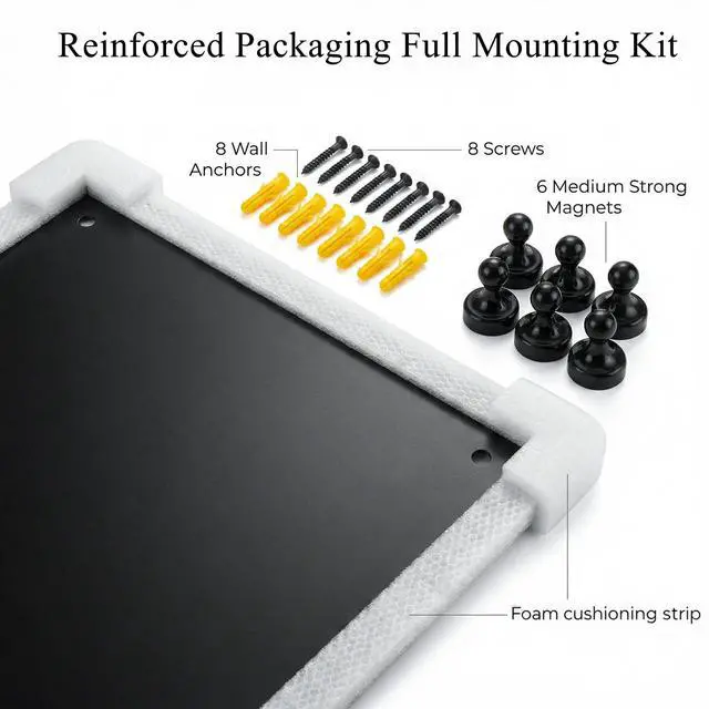 Alt view image 7 of 7 - Magnetic Board for Wall 39.4" x 19.7": Extra Large Black Display Board for Travel & Souvenir Magnet Collections | Heavy Duty Metal Panel for Collectors with Screw Mount Hardware