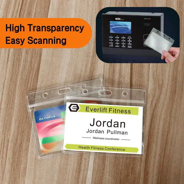 Alt view image 5 of 7 - 500 Pcs Clear Plastic Horizontal Name Tag Badge ID Card Holders