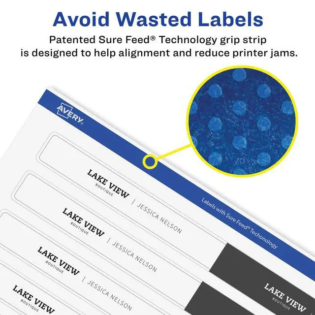 Alt view image 4 of 7 - Durable Waterproof Wraparound Rectangle Labels with Sure Feed Technology,1-1/4" x 9-3/4",Matte White,40 Customizable Labels for Laser and Pigment-Inkjet Printers (22845),(Pack of 5)