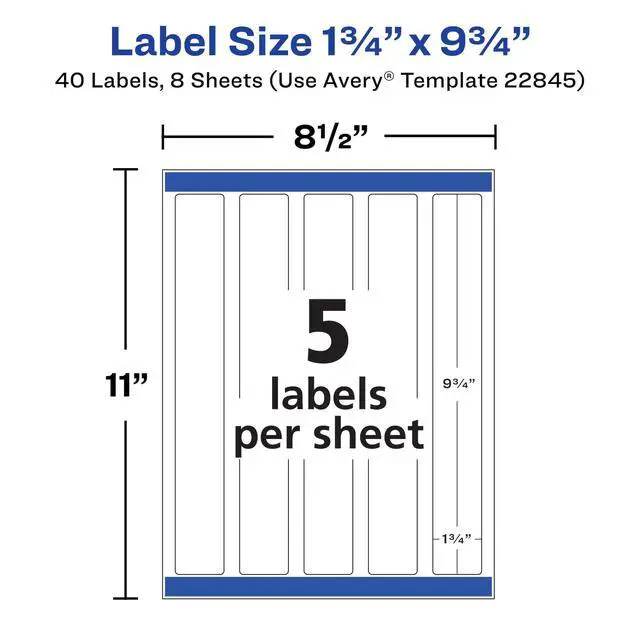 Alt view image 7 of 7 - Durable Waterproof Wraparound Rectangle Labels with Sure Feed Technology,1-1/4" x 9-3/4",Matte White,40 Customizable Labels for Laser and Pigment-Inkjet Printers (22845),(Pack of 5)