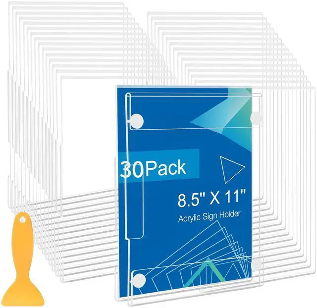Main image of 30 Pack Acrylic Sign Holder 8.5 x 11 Wall Mount, Vertical & Horizontal Use, Wall Sign Holder Memo Document Menu Holder for Office Store Restaurants Wedding Party Decoration, No Drilling