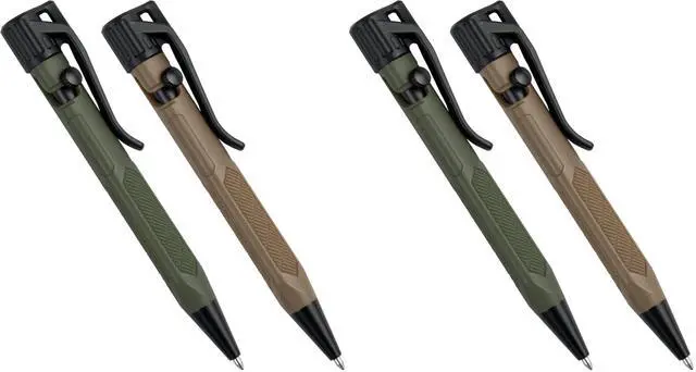 Main image of Weatherproof Olive Drab and Flat Dark Earth Mini Bolt-Action Pens - Black Ink, 2 Count (No. TAC20) (Pack of 2)