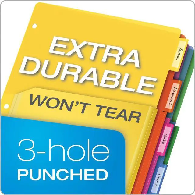 Alt view image 3 of 6 - Binder Dividers with Pockets,5 Multicolor Tabs with Inserts,Pockets Expand 1/4",Flexible Lightweight Plastic Dividers for 3 Ring Binders,3 Count (Pack of 8)