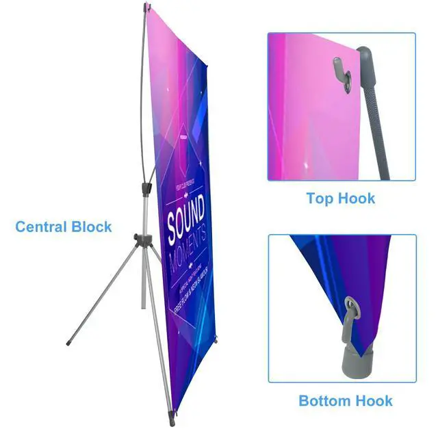 Alt view image 5 of 7 - Adjustable X Banner Stand Fits Any Banner Size Width 23" to 32" and Height 63" to 78",Portable Retractable Banner Holder with Carrying Bag - Customize Banner for Trade Show, Exhibition, 2 Pack