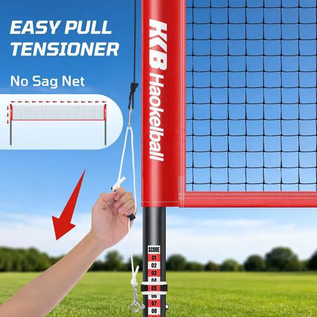 Alt view image 2 of 7 - Outdoor Badminton Net Set with Anti-Sag Winch System - 20ft Badminton Net, 4 Rackets, 3 Shuttlecocks & Carry Bag, Badminton Set for Backyard, Grass, Beach, Holiday Games