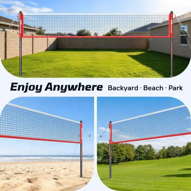 Alt view image 3 of 7 - Outdoor Badminton Net Set with Anti-Sag Winch System - 20ft Badminton Net, 4 Rackets, 3 Shuttlecocks & Carry Bag, Badminton Set for Backyard, Grass, Beach, Holiday Games