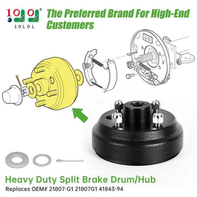 Alt view image 2 of 7 - Golf Cart Brake Drum/Hub Assembly (Electric) for EZGO TXT Replaces OEM# 19186G1P