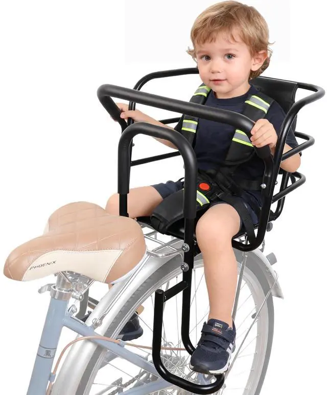 Main image of Upgraded Rear Child Bike Seat,Back Mount Kid's Bike Seat with Foot Pedals Back Rest Handrail, Designed for Children Aged 18 Month to 8 Years Old,Easy Installation