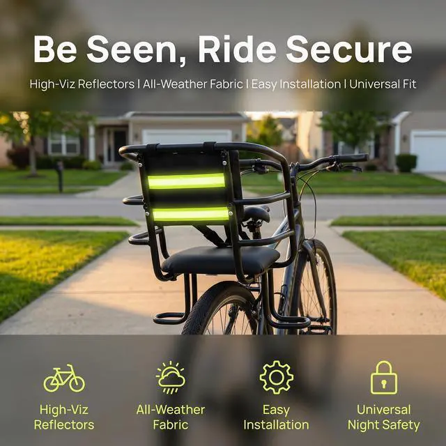 Alt view image 3 of 7 - Upgraded Rear Child Bike Seat,Back Mount Kid's Bike Seat with Foot Pedals Back Rest Handrail, Designed for Children Aged 18 Month to 8 Years Old,Easy Installation